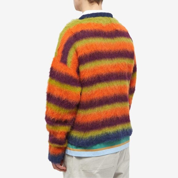 Brain Dead Blurry Lines Alpaca Crew Knit in Orange Multi - Picture 3 of 5